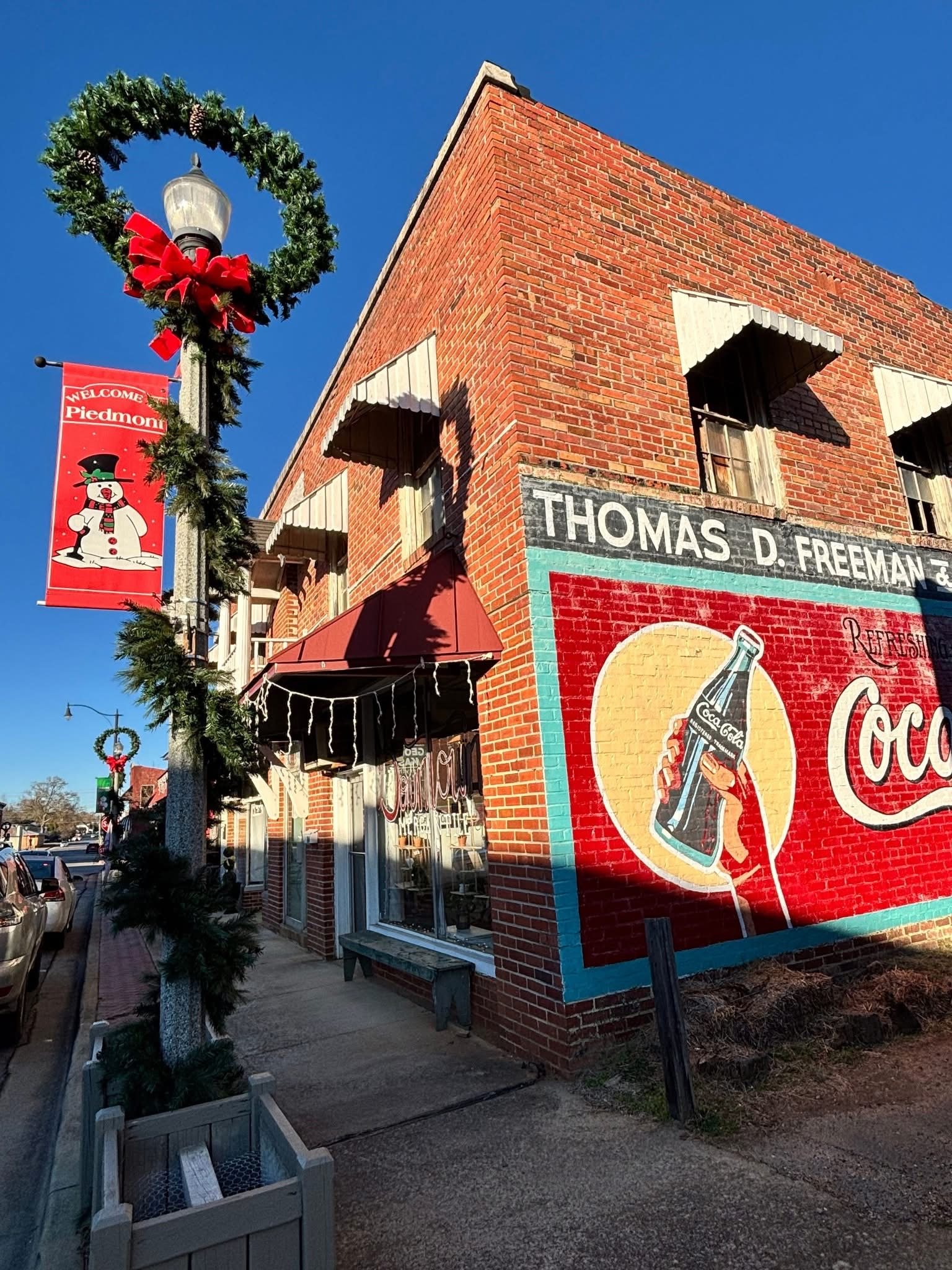 Historic Coca-Cola wall mural in downtown Piedmont, Alabama